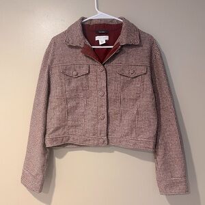 Cupcakes and Cashmere wool blend button up houndstooth jacket